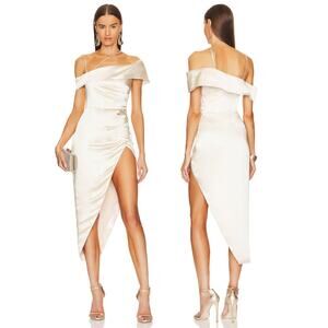 NBD Marcella Midi Dress Satin Delicate Formal Gala Party Evening Cocktail S